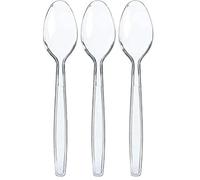 Red Rainbow 100 Pcs Clear Spoons Cutlery Heavy Duty Cutlery Set Premium Quality Washable & Reusable Durable Utensils for Everyday Dining and Kitchen Use Perfect for for All Occasion