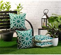 Red Rainbow 4 Pack Waterproof Garden Cushion Covers Boho Arrow design 18 inch x 18 inch 45 cm Square (Teal)