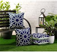 Red Rainbow 4 Pack Waterproof Garden Cushion Covers Boho Arrow design 18 inch x 18 inch 45 cm Square (Navy Blue)