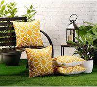 Red Rainbow 4 Pack Waterproof Garden Cushion Covers Boho Arrow design 18 inch x 18 inch 45 cm Square (Yellow)