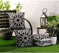 Red Rainbow 4 Pack Waterproof Garden Cushion Covers Boho Arrow design 18 inch x 18 inch 45 cm Square (Black)