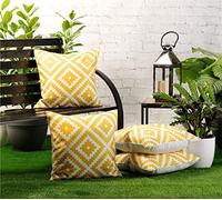 Red Rainbow 4 Pack Waterproof Garden Cushion Covers Boho Tribal design 18 inch x 18 inch 45 cm Square (Yellow)