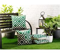 Red Rainbow 4 Pack Waterproof Garden Cushion Covers Boho Tribal design 18 inch x 18 inch 45 cm Square (Green)