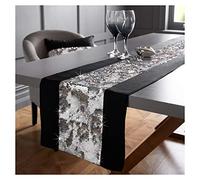 Red Rainbow Black Faux Silk and Sparkly Sequin Trim Table Runner 12 x 72 Inch