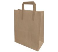 Red Rainbow Brown Kraft Paper SOS Food Carrier Bag with Handles Eco Friendly Recyclable & Durable Grocery Shopping Bag for Retail, Restaurant, Parties Takeaway Bag (250, Large (10x15.5x12))
