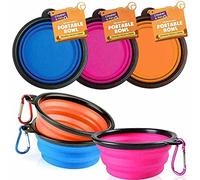 Red Rainbow Collapsible Travel Silicone Dog Cat Bowl Portable Pet Food Water Bowl, Feeding trough Portable Drinking Water Drinker with Water Hook, Easy to Carry, Save Space (2pk Two