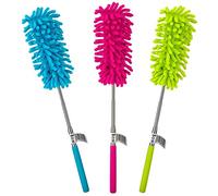Red Rainbow Extendable Telescope Duster Microfiber Cleaning Feather Brush Washable Assorted Cleaning Brush 27x75cm Pack of 3