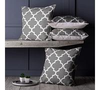 Red Rainbow Geometric Boho Cushion Covers 4 Pack Linen Feel Moroccan Design 18 inch x 18 inch 45 cmSquare (Grey)