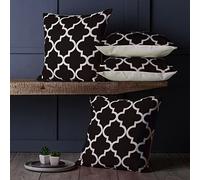 Red Rainbow Geometric Boho Cushion Covers 4 Pack Linen Feel Moroccan Design 18 inch x 18 inch 45 cmSquare (Black)