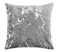 Red Rainbow Marble Designs Cushion Cover in Crushed Velvet with Design in Metallic Sparkle 18 inch 45 cm Square (Marble Grey)