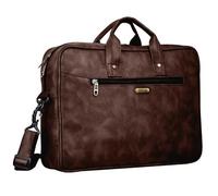 Red Rainbow Messenger Brown Bags for Men Briefcase Waterproof Leather Laptop Bag 16 Inch Vintage Shoulder Satchel Bag with Trolley Strap for Work Office Business College