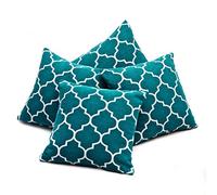 Red Rainbow Pack of 4 Teal Blue Jacquard Geometric Chenille 18 inch Cushion Covers