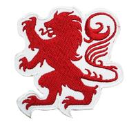 Red Rampant Lion Patch, English Lion Patch Embroidered Iron on Sew on Patch Badge for Clothes etc. 7x7 cm