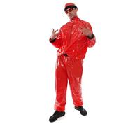 Red Rapper Costume - Medium - Red & Black Shell Suit and Matching Hat - Funny Rapper Halloween Stag Do Fancy Dress Costume