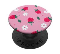 Red Raspberry Flowers Hearts Wild Berry Berries Fruits Cute PopSockets Swappable PopGrip