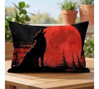 Red Rectangle Waterproof Linen Cushion Covers 40x70cm Set of 1 kdd-1920