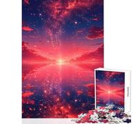 Red Reflections Starry Sky Jigsaw Puzzles 1000 Pieces for Teenagers Boost Memory And Cognitive Function Calm Peaceful Leisure Activity (38X26cm)