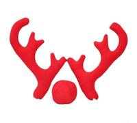 Red Reindeer Antler Car Decoration C-Clip Attachment Festive Design | Soft Fabric Build With Pearl Cotton Filling Lightweight for durable Stable For Holiday Car Decor