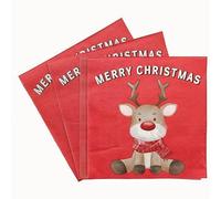 Red Reindeer Cocktail Meal tissues Come in a Pack of 20 Sheets, Enough for Christmas Parties and Gatherings. no Odor and are Easy to Absorb Water for Tabletop Decoration and Cleaning (Red-Deer)