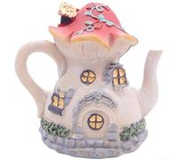 Red Resin Cottage House Ornament for Garden Patio(Pot B)