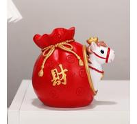 Red Resin Money Bag for pony Figurine 7cm Cute Red Resin Money(B) | Unique money bag design, vibrant for red color, for whimsical style, 7cm height, perfect desk centerpiece
