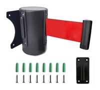 Red Retractable Belt Barrier - 2/3/5/10M Optional Carbon Steel Housing Queuing Safety Tape Cordon for Crowd Control with Mounting Accessories/B/2M(6.6Ft)
