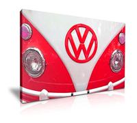 Red Retro VW Camper Van Canvas Wall Art Picture Print 76x50cm