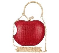Red Rhinestone Apple-Shaped Evening Clutch Purse for Women, Crossbody Bag with Detachable Chain, Elegant Party Handbag for Prom Wedding Dinner Accessories