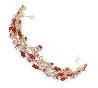 Red Rhinestone Crown Headband for Women Brides Wedding Party