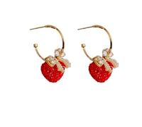 Red Rhinestone Heart Dangle Drop Stud Earring for Women Cubic Zirconia Pearl Bow Hoops Dangling Charm Earring Lucky Hearts Studs Earrings Dainty Jewelry