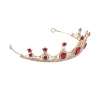 Red Rhinestone Metal Tiara Crown Headband for Girls and Adults