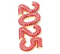 Red Rhinestone Number Brooch Pin for Women, Elegant Alloy Badge