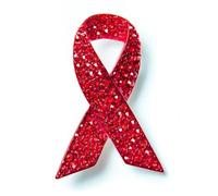 Red Rhinestone Ribbon Brooch Diamante World Aids Day Sign HIV Awareness Ribbon Brooch Pin Breast Cancer Awareness Brooch Pin for School, Support Groups, Gift-Giving and Fundraising