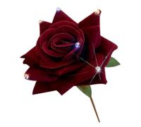 Red Rhinestone Rose Hair Pin for Buns and Medium Hair | Alloy and Fabric Build, Flower-shaped Design, Quick Elegant Updo, Tidy Styling for Photography Props and Christmas