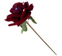 Red Rhinestone Rose Hair Stick for Bun Hold and Elegant Styling | Flower-shaped Accessory, Alloy and Fabric Build, Wedding or Photo Use, One Piece for Medium Hair