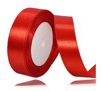 Red Ribbon 20mm, 23 Meters Satin Fabric Ribbons for Gift Wrapping, Crafting, Bows Making, Florist Bouquets, DIY Sewing Projects, Birthday, Baby Shower and Wedding Party Cake Decorations