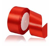 Red Ribbon 40mm, 23 Meters Satin Fabric Present Ribbon for Crafting, Gift Wrapping, Balloons, Floral Bouquet, Cake Decoration, Hair Bows, Sewing, Baby Shower and Wedding Party