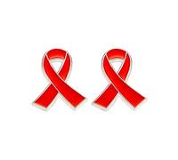 Red Ribbon Awareness Brooch Pin HIV AIDS Heart Disease Prevention Lapel Pin for Charity and Fundraising, Medium, Metal, no gemstone