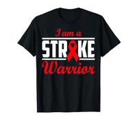 Red Ribbon Stroke Patient Survivor I Am A Stroke Warrior T-Shirt