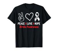 Red Ribbon Support Peace Love Hope Stroke Awareness T-Shirt