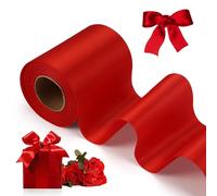 Red Ribbon Thick 22M x 10cm Satin Ribbon, Wide Ribbons for Gift Wrapping | Red Gift Ribbon for Bows, Florist, Wedding Car Kit, A Grand Opening Business Ribbons Cuttings, Ceremony, Christmas Decration