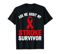 Red Ribbon Warrior - Ask Me About My Stroke Survivor T-Shirt