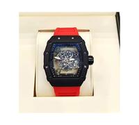 (Red) Richard 3-pin transparent bottoming full function men's watch top brand luxury watch men's quartz automatic calendar couple 2023 Watches