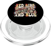 Red Ride And Blue Motorcycle Patriotic USA Wings groovy PopSockets PopGrip for MagSafe