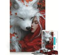 Red Riding Hood And White Wolf 1000 Pieces Jigsaw Puzzles for Adults Memory Gain Calm Mind Design Assembly Creative Gift (38x52cm)