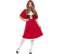 Smiffys Red Riding Hood Costume, Red with Longer Length Dress & Cape, Fairytale, Wings and Wands Fancy Fancy Dress, Adult Dress Up Costumes Halloween