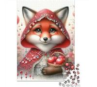 Red Riding Hood Fox Basket Jigsaw Puzzles Puzzles for Adults Kids. 1000 Piece Great Gifts Challenge Toy Educational Game Home Decoration for Educational Games Gifts 52x38cm/1000pcs