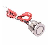 Red Ring Illuminated LED On-Off 19mm Metal Latching Piezo Switch SPST Touch Switch Hobby DIY Electronics Electrical Industrial