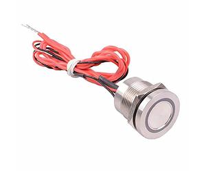 Red Ring Illuminated LED On-Off 19mm Metal Latching Piezo Switch SPST Touch Switch Hobby DIY Electronics Electrical Industrial