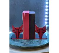 Red Rising Bookend | Pierce Brown Inspired Book Shelf Decor | Geometric Wolf Design in Red and Black | Sci-Fi Bookish Gift for Red Rising Fans and Collectors